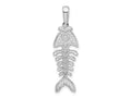FJC Finejewelers 925 Sterling Silver Rhodium Plated Polished/Textured 3D Fishbone Charm 34 x 9 mm