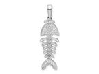 FJC Finejewelers 925 Sterling Silver Rhodium Plated Polished/Textured 3D Fishbone Charm 34 x 9 mm