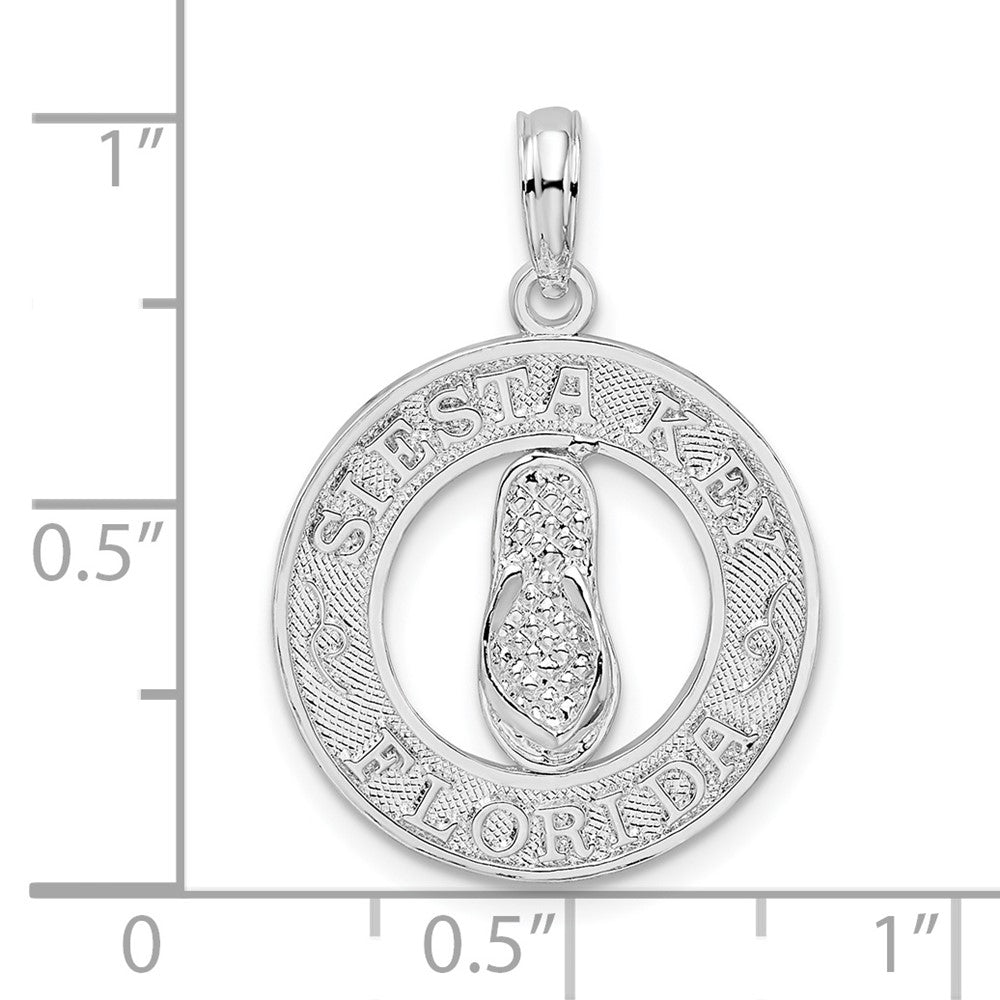 FJC Finejewelers 925 Sterling Silver  Textured Siesta Key,FL with Flip-flop Charm 25 x 18 mm