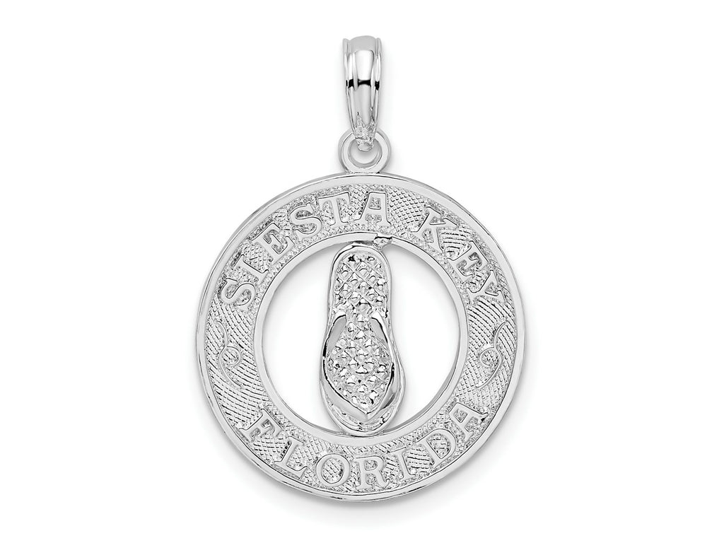FJC Finejewelers 925 Sterling Silver  Textured Siesta Key,FL with Flip-flop Charm 25 x 18 mm