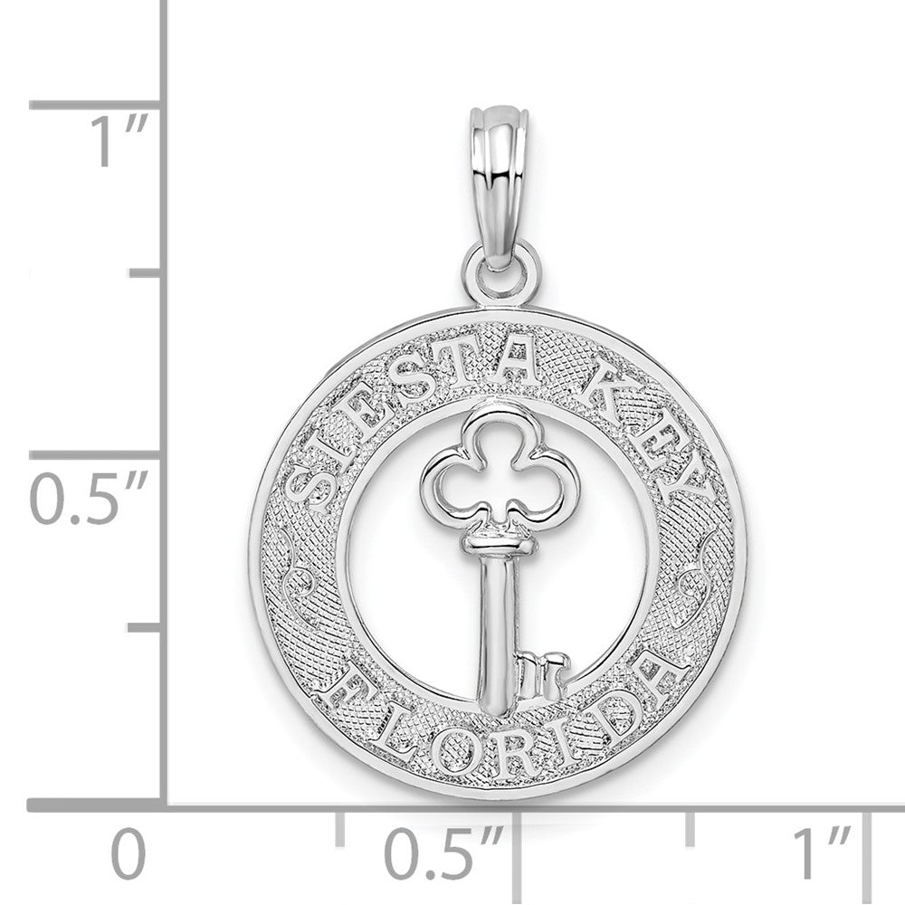 FJC Finejewelers 925 Sterling Silver Rhodium Plated Textured Siesta Key,FL with Key Charm 25 x 18 mm