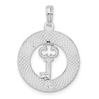 FJC Finejewelers 925 Sterling Silver Rhodium Plated Textured Siesta Key,FL with Key Charm 25 x 18 mm
