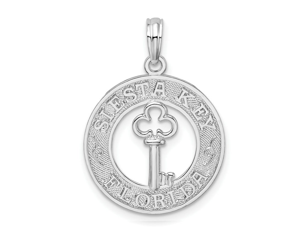 FJC Finejewelers 925 Sterling Silver Rhodium Plated Textured Siesta Key,FL with Key Charm 25 x 18 mm