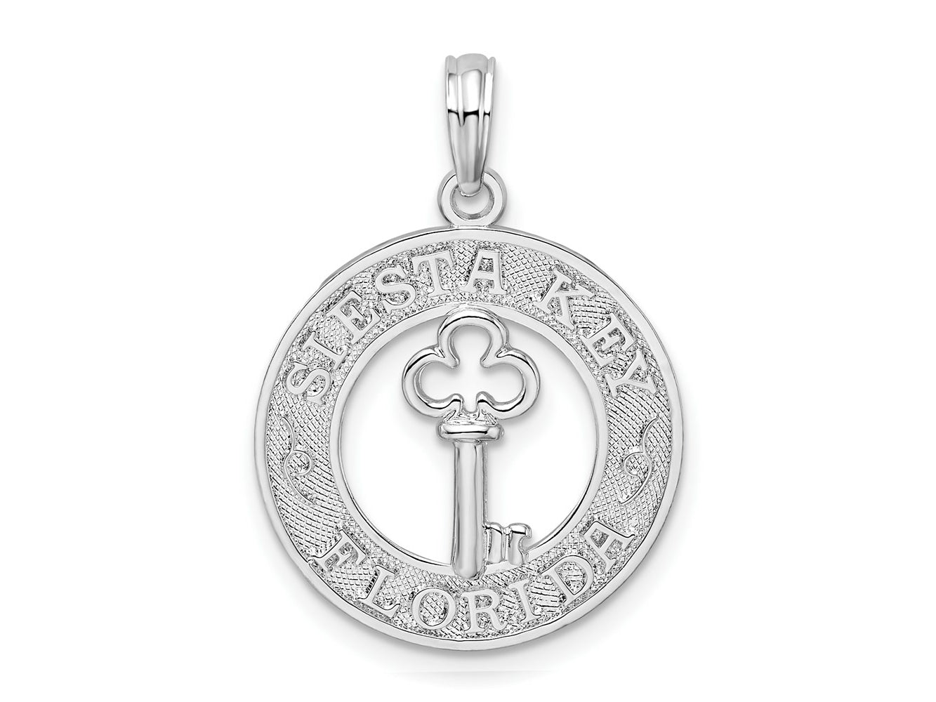 FJC Finejewelers 925 Sterling Silver Rhodium Plated Textured Siesta Key,FL with Key Charm 25 x 18 mm
