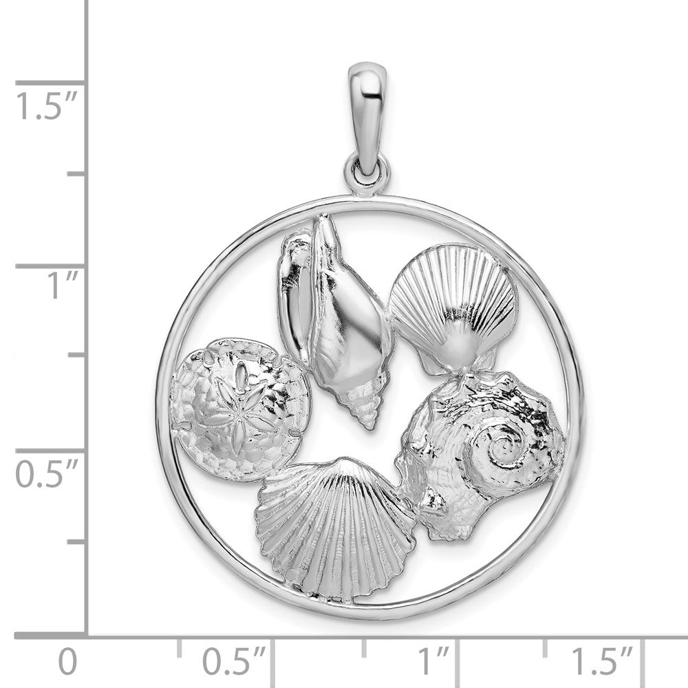 FJC Finejewelers 925 Sterling Silver Polished Shells in Circle Charm 38 x 28 mm