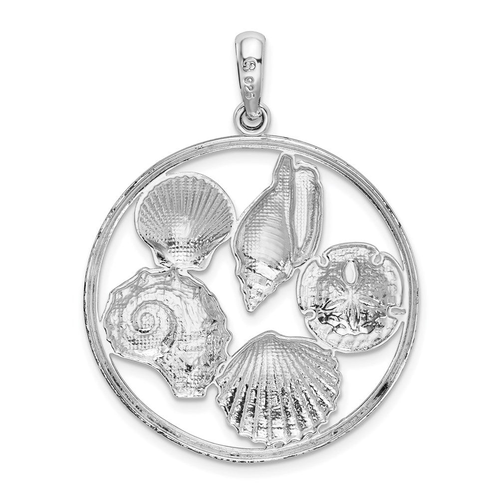 FJC Finejewelers 925 Sterling Silver Polished Shells in Circle Charm 38 x 28 mm