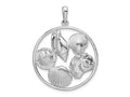 FJC Finejewelers 925 Sterling Silver Polished Shells in Circle Charm 38 x 28 mm