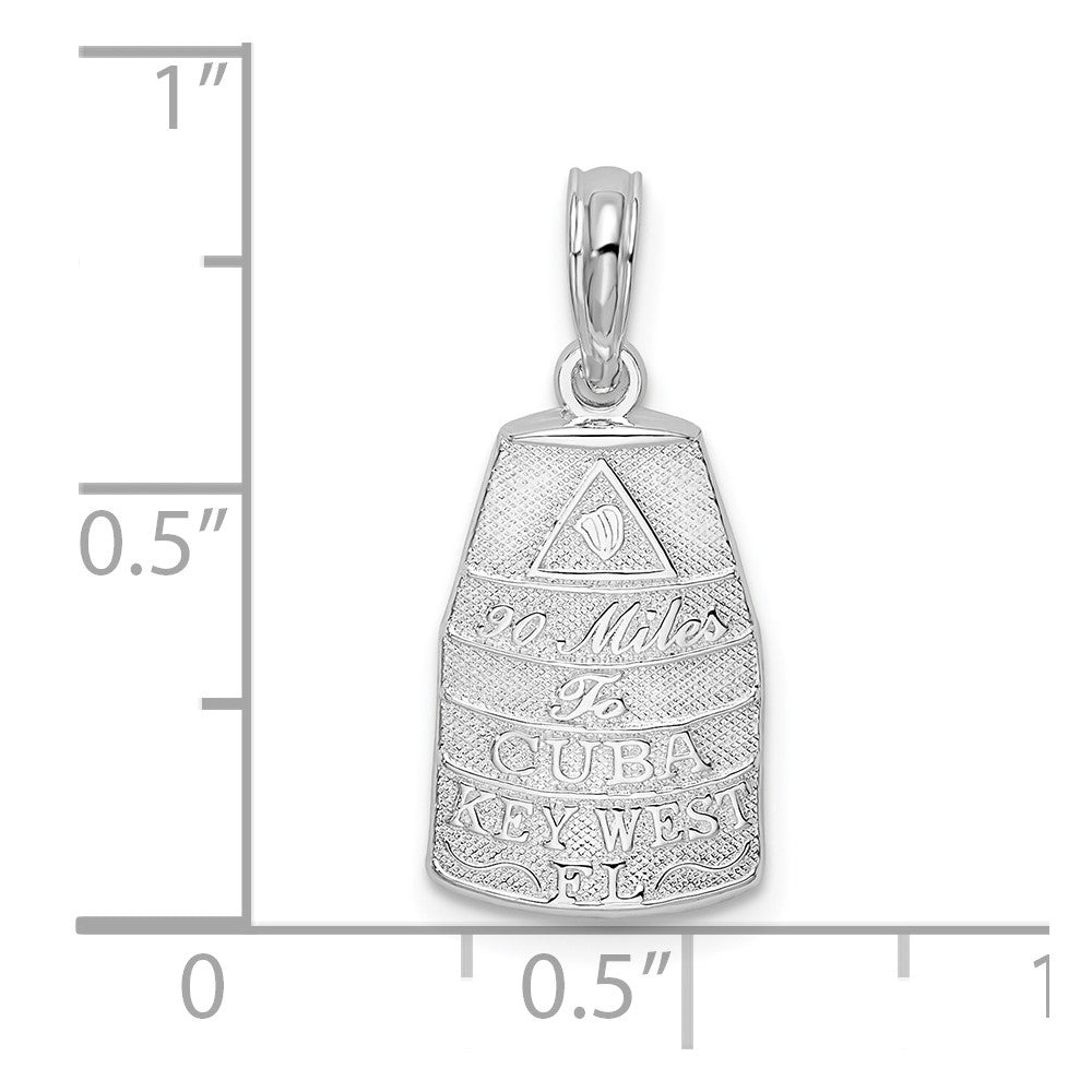 FJC Finejewelers 925 Sterling Silver Rhodium Plated Polished Small Key West USA Charm 22 x 10 mm