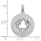 FJC Finejewelers 925 Sterling Silver Rhodium Plated Textured Key West with Dolphins Charm 26 x 18 mm