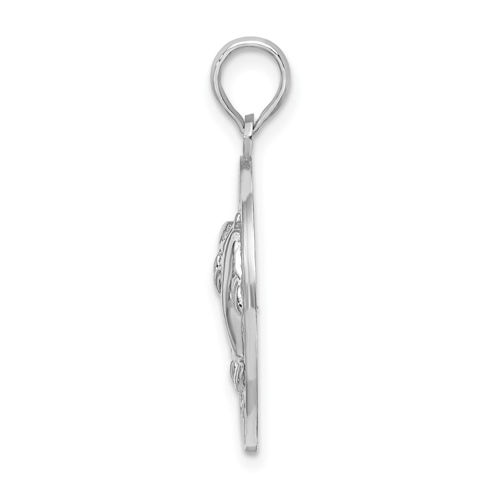 FJC Finejewelers 925 Sterling Silver Rhodium Plated Textured Key West with Dolphins Charm 26 x 18 mm
