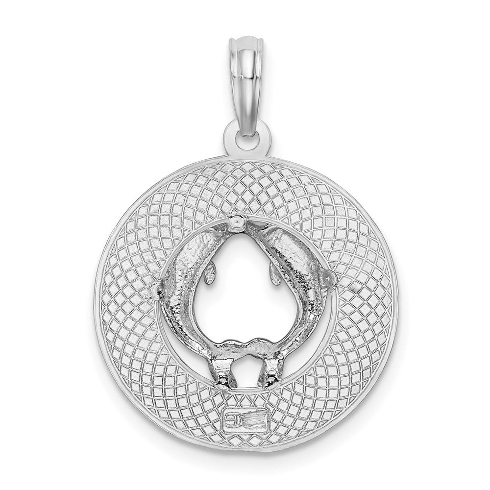 FJC Finejewelers 925 Sterling Silver Rhodium Plated Textured Key West with Dolphins Charm 26 x 18 mm