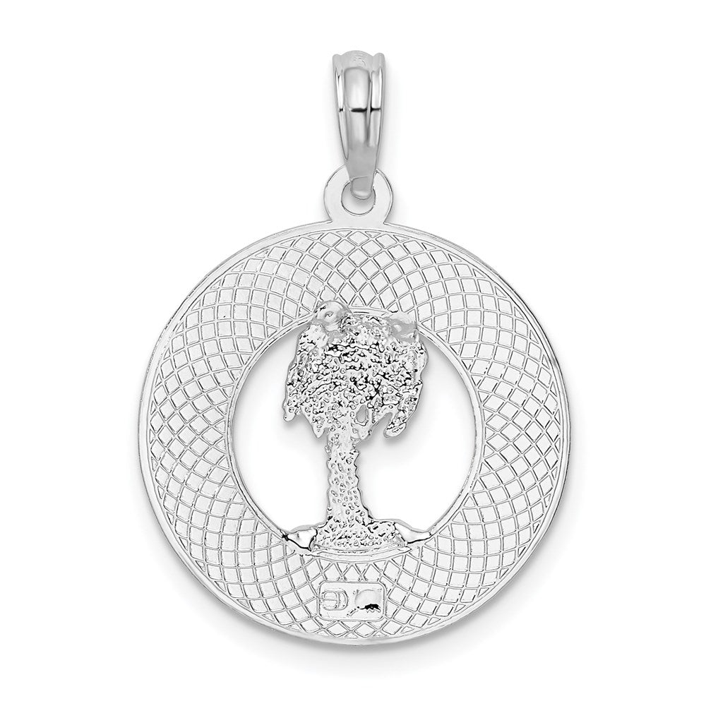 FJC Finejewelers 925 Sterling Silver Rhodium Plated Textured Key West with Palm Tree Charm 26 x 18 mm