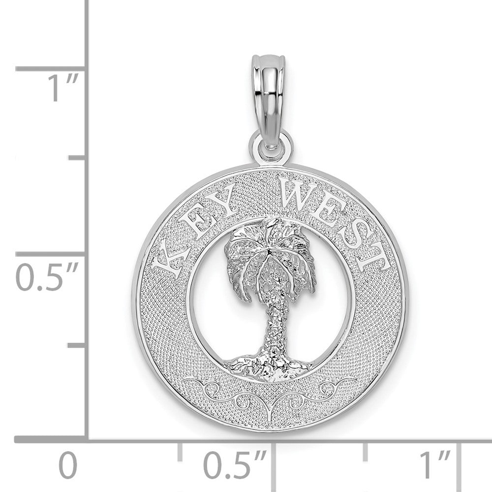 FJC Finejewelers 925 Sterling Silver Rhodium Plated Textured Key West with Palm Tree Charm 26 x 18 mm
