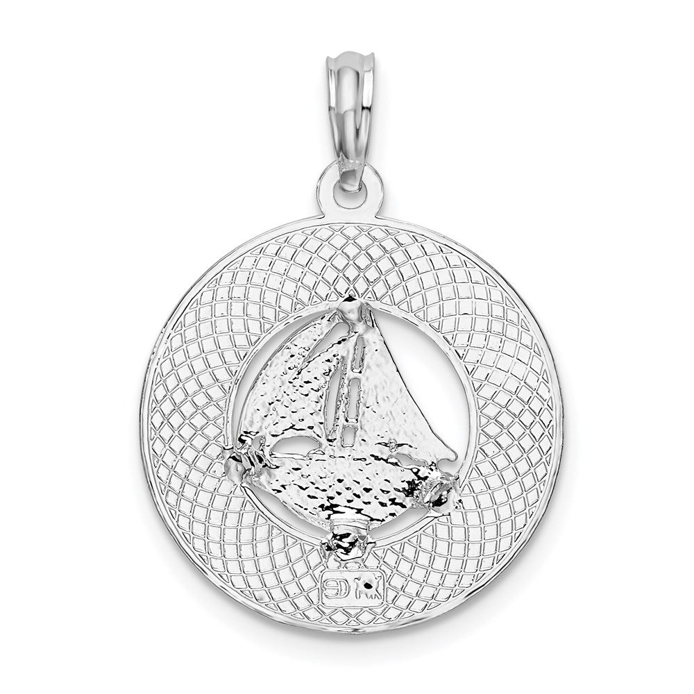 FJC Finejewelers 925 Sterling Silver Rhodium Plated Textured Key West with Sailboat Charm 26 x 18 mm