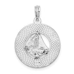 FJC Finejewelers 925 Sterling Silver Rhodium Plated Textured Key West with Sailboat Charm 26 x 18 mm
