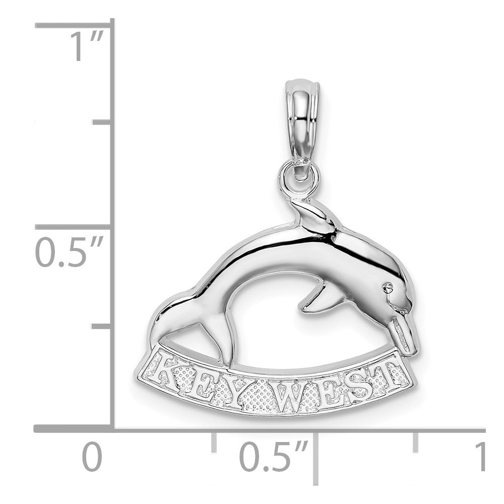 FJC Finejewelers 925 Sterling Silver Rhodium Plated Polished Key West Dolphin Charm 21 x 17 mm