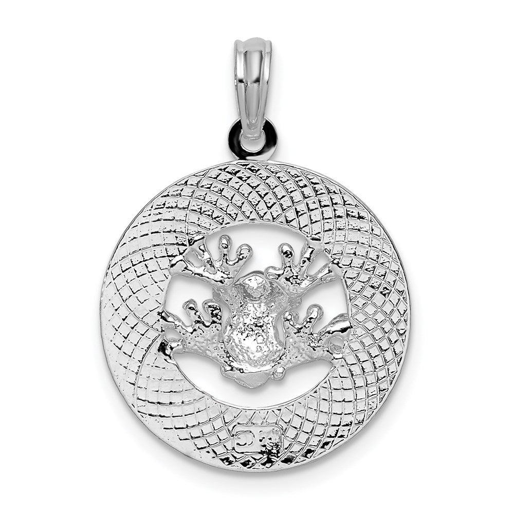 FJC Finejewelers 925 Sterling Silver Rhodium Plated Polished Puerto Rico Circle Frog Charm 25 x 18 mm