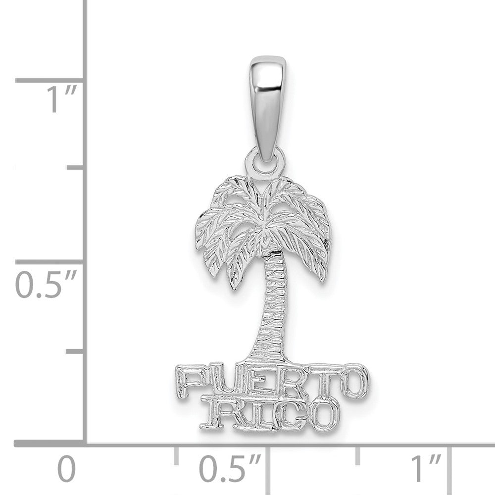 FJC Finejewelers 925 Sterling Silver Rhodium Plated Polished Puerto Rico Palm Tree Charm 26 x 13 mm
