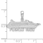 FJC Finejewelers 925 Sterling Silver Rhodium Plated Polished Puerto Rico Cruise Ship Charm 17 x 30 mm
