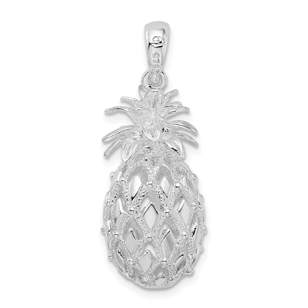 FJC Finejewelers 925 Sterling Silver Rhodium Plated Polish 3D Cut-out Lg Pineapple Charm 33 x 13 mm
