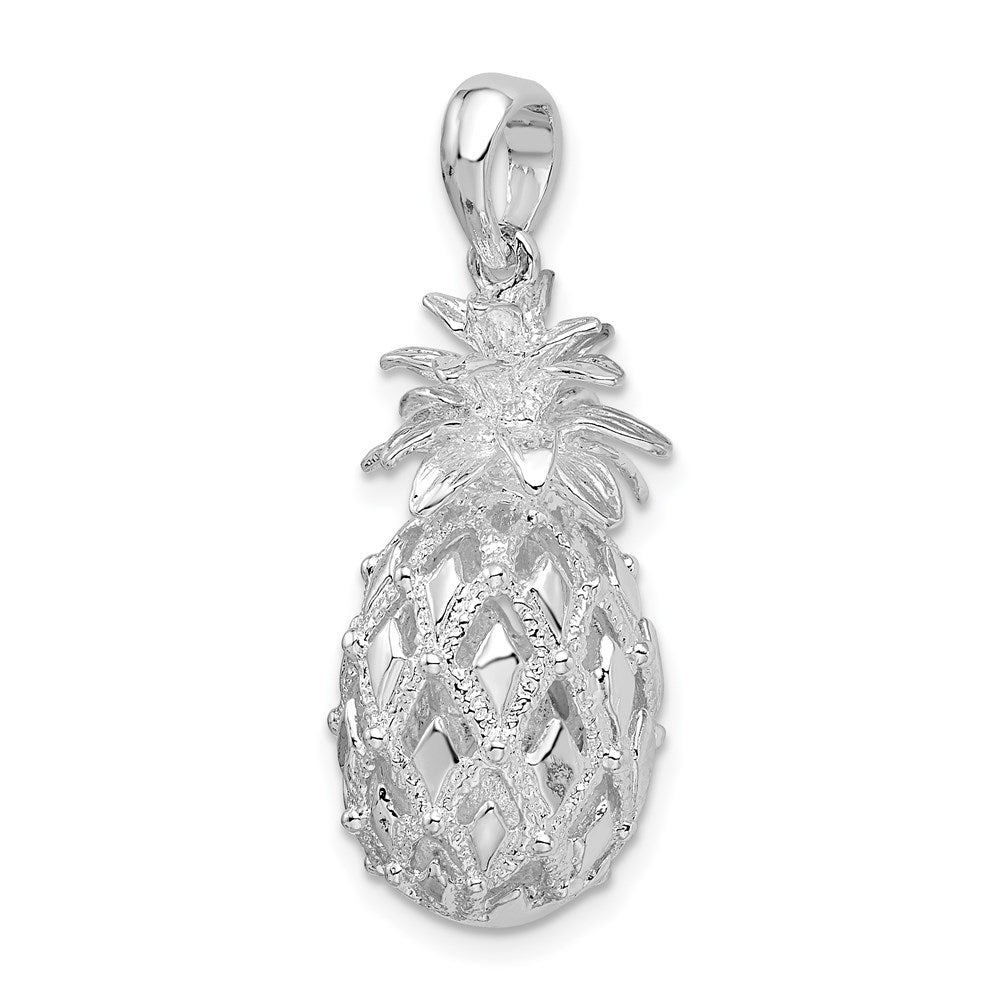 FJC Finejewelers 925 Sterling Silver Rhodium Plated Polish 3D Cut-out Lg Pineapple Charm 33 x 13 mm