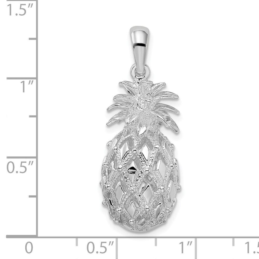 FJC Finejewelers 925 Sterling Silver Rhodium Plated Polish 3D Cut-out Lg Pineapple Charm 33 x 13 mm