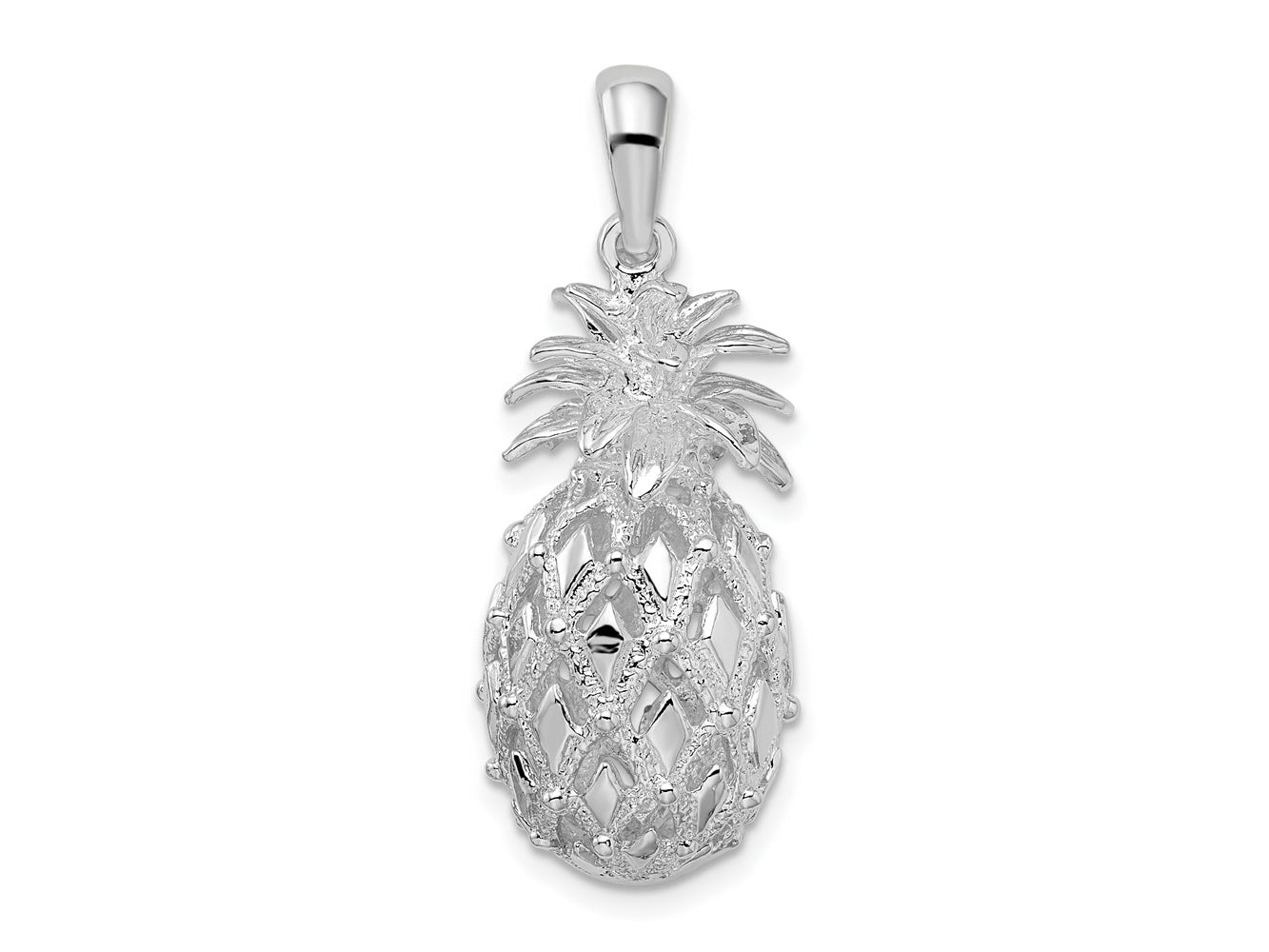 FJC Finejewelers 925 Sterling Silver Rhodium Plated Polish 3D Cut-out Lg Pineapple Charm 33 x 13 mm