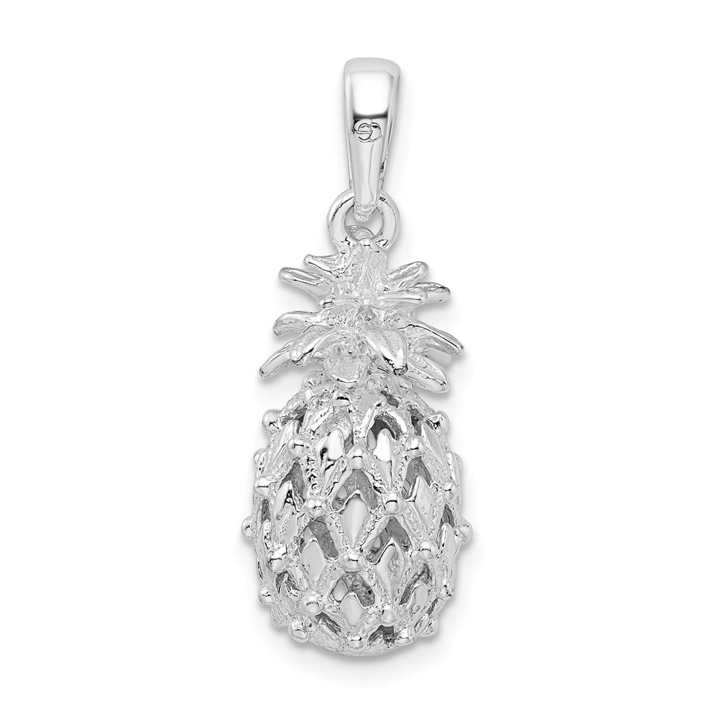 FJC Finejewelers 925 Sterling Silver Rhodium Plated Polish 3D Cut-out Med Pineapple Charm 27 x 10 mm