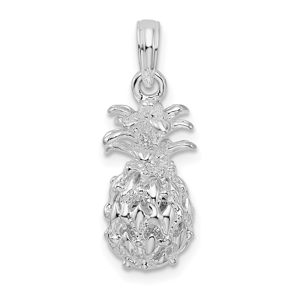 FJC Finejewelers 925 Sterling Silver Rhodium Plated Polish 3D Cut-out Sm Pineapple Charm 23 x 8 mm