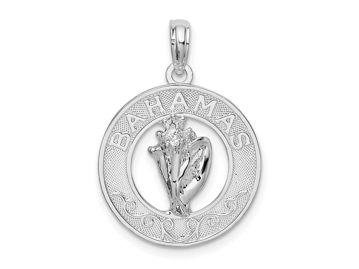 FJC Finejewelers 925 Sterling Silver Rhodium Plated Polished Bahamas Circle with Shell Charm 25 x 17 mm