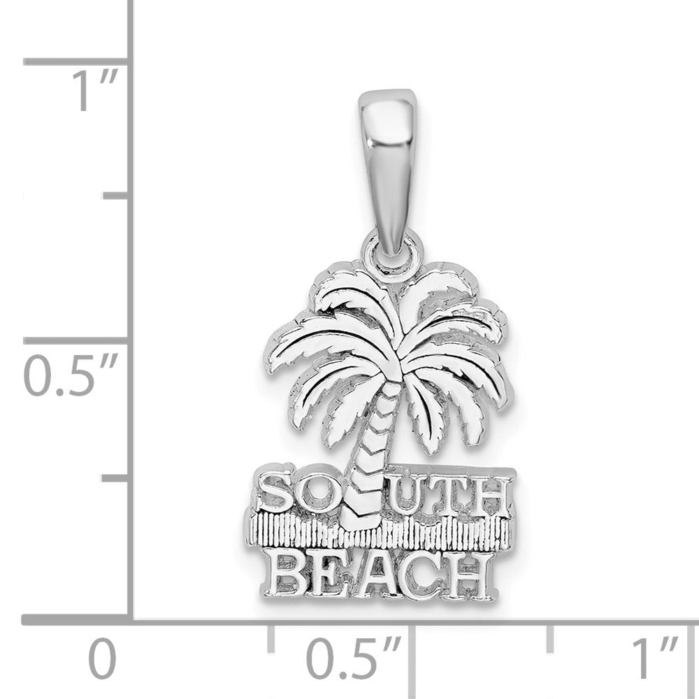FJC Finejewelers 925 Sterling Silver Rhodium Plated Polished South Beach Palm Tree Charm 23 x 12 mm