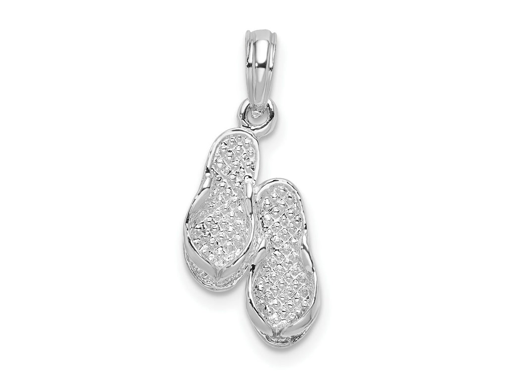 FJC Finejewelers 925 Sterling Silver Rhodium Plated Polished 3D Flip-flops Charm 22 x 9 mm