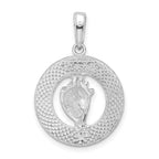 FJC Finejewelers 925 Sterling Silver Rhodium Plated Polished Antigua,W.I. Circle Shell Charm 27 x 18 mm