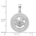 FJC Finejewelers 925 Sterling Silver Rhodium Plated Polished Antigua,W.I. Circle Frog Charm 27 x 18 mm