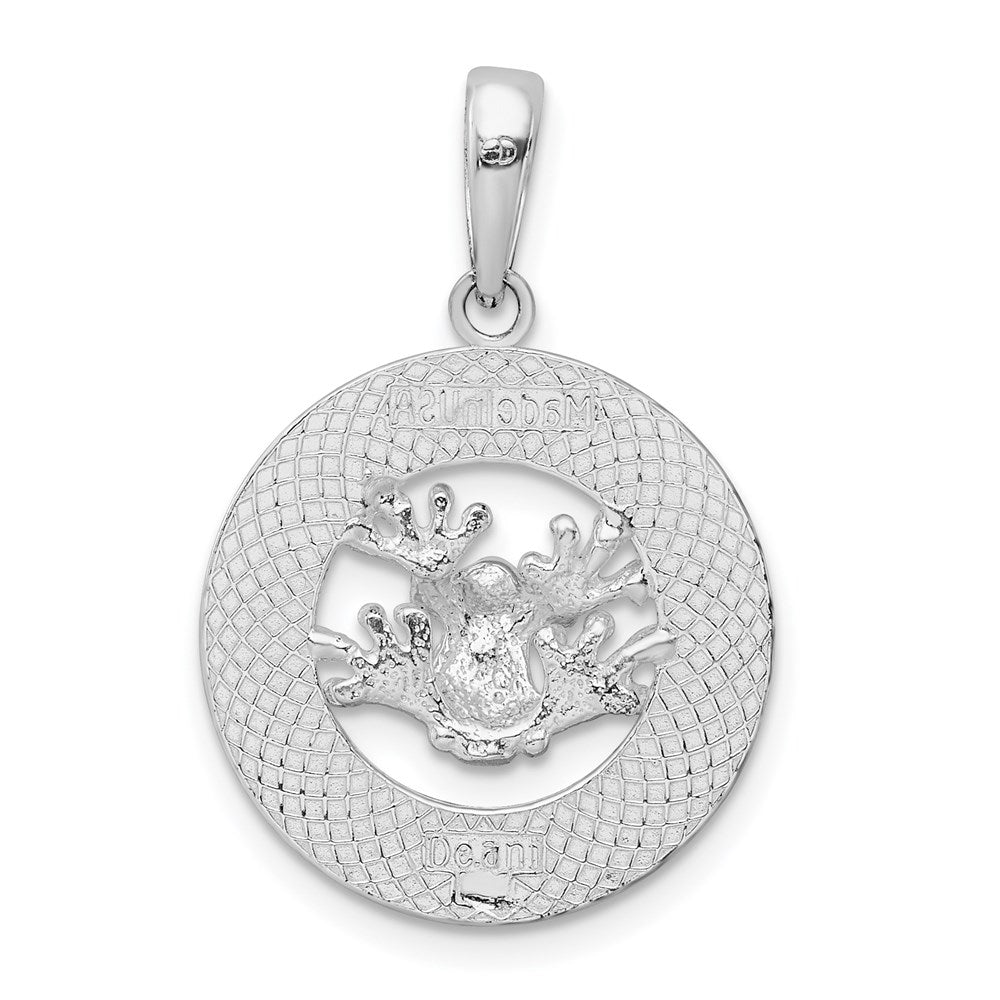 FJC Finejewelers 925 Sterling Silver Rhodium Plated Polished Antigua,W.I. Circle Frog Charm 27 x 18 mm