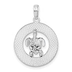 FJC Finejewelers 925 Sterling Silver Rhodium Plated Polished Bonaire Circle with Turtle Charm 24 x 17 mm