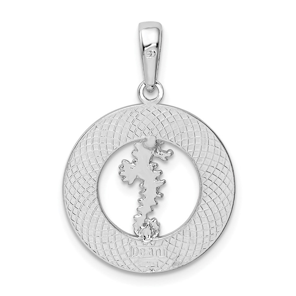 FJC Finejewelers 925 Sterling Silver Rhodium Plated Polished Bonaire Circle Seahorse Charm 28 x 19 mm