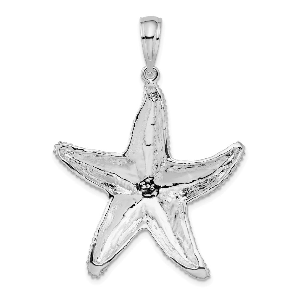 FJC Finejewelers 925 Sterling Silver Rhodium Plated Polished Textured Starfish Charm 47 x 34 mm