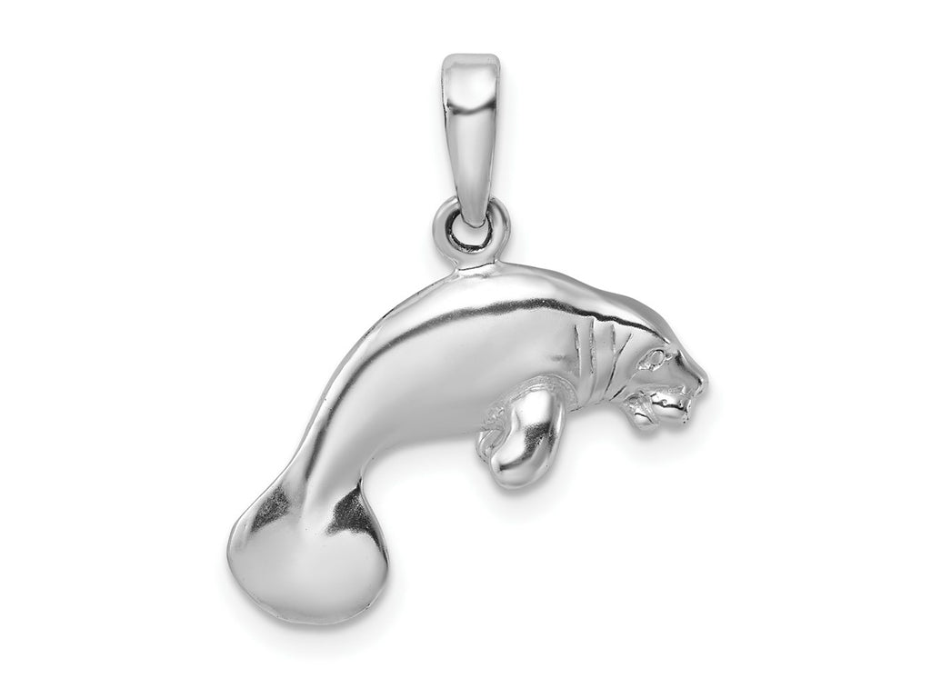 FJC Finejewelers 925 Sterling Silver Rhodium Plated Polished 3D Manatee Charm 23 x 20 mm