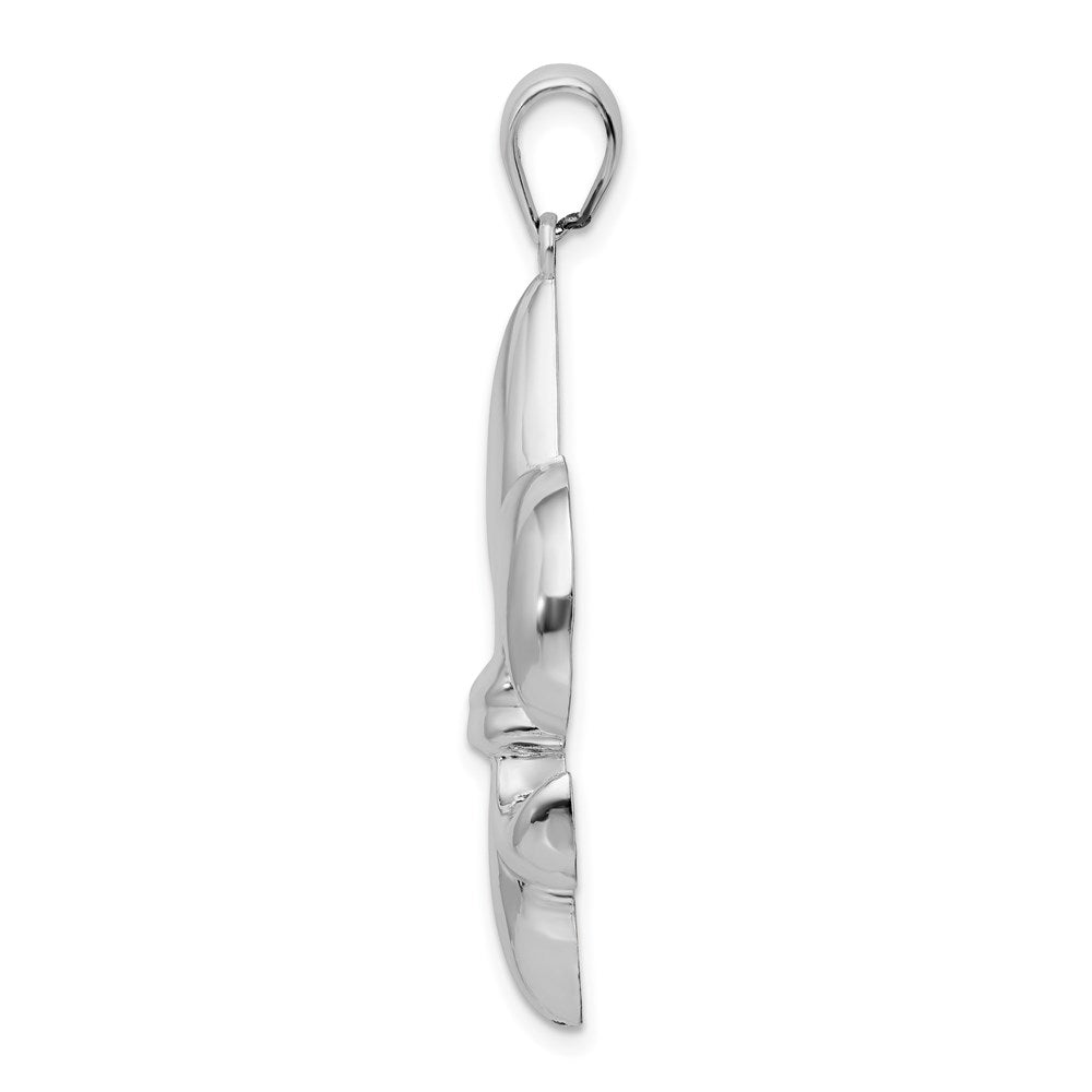 FJC Finejewelers 925 Sterling Silver Rhodium Plated Polished Large Fleur de Lis Charm 24 mm