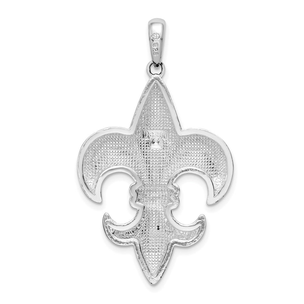 FJC Finejewelers 925 Sterling Silver Rhodium Plated Polished Large Fleur de Lis Charm 24 mm