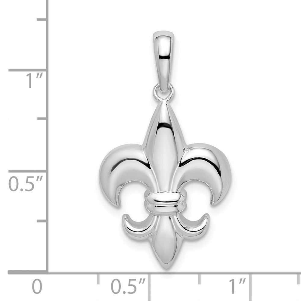 FJC Finejewelers 925 Sterling Silver Rhodium Plated Polished Medium Fleur de Lis Charm 16 mm