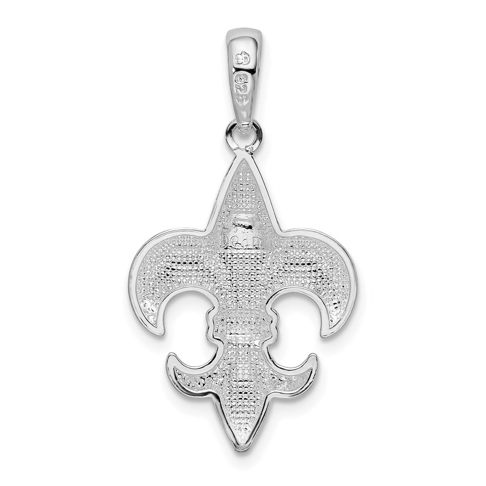 FJC Finejewelers 925 Sterling Silver Rhodium Plated Polished Medium Fleur de Lis Charm 16 mm
