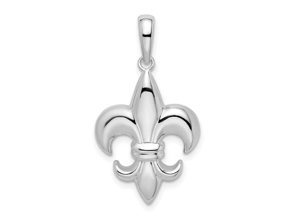 FJC Finejewelers 925 Sterling Silver Rhodium Plated Polished Medium Fleur de Lis Charm 16 mm