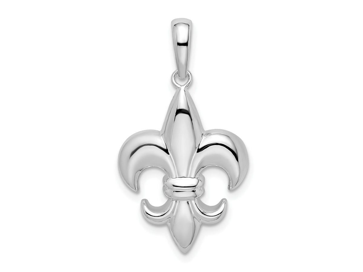FJC Finejewelers 925 Sterling Silver Rhodium Plated Polished Medium Fleur de Lis Charm 16 mm