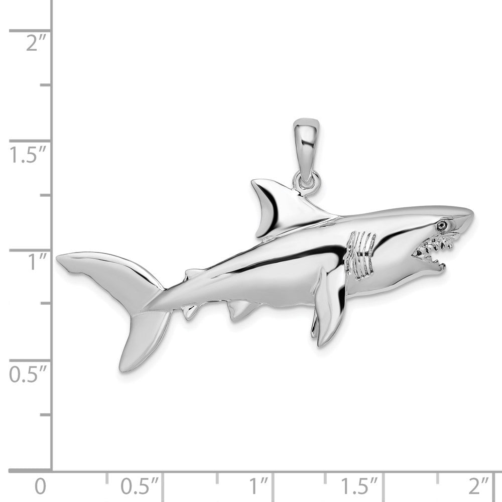 FJC Finejewelers 925 Sterling Silver Rhodium Plated Polished 3D Shark Charm 30 x 48 mm