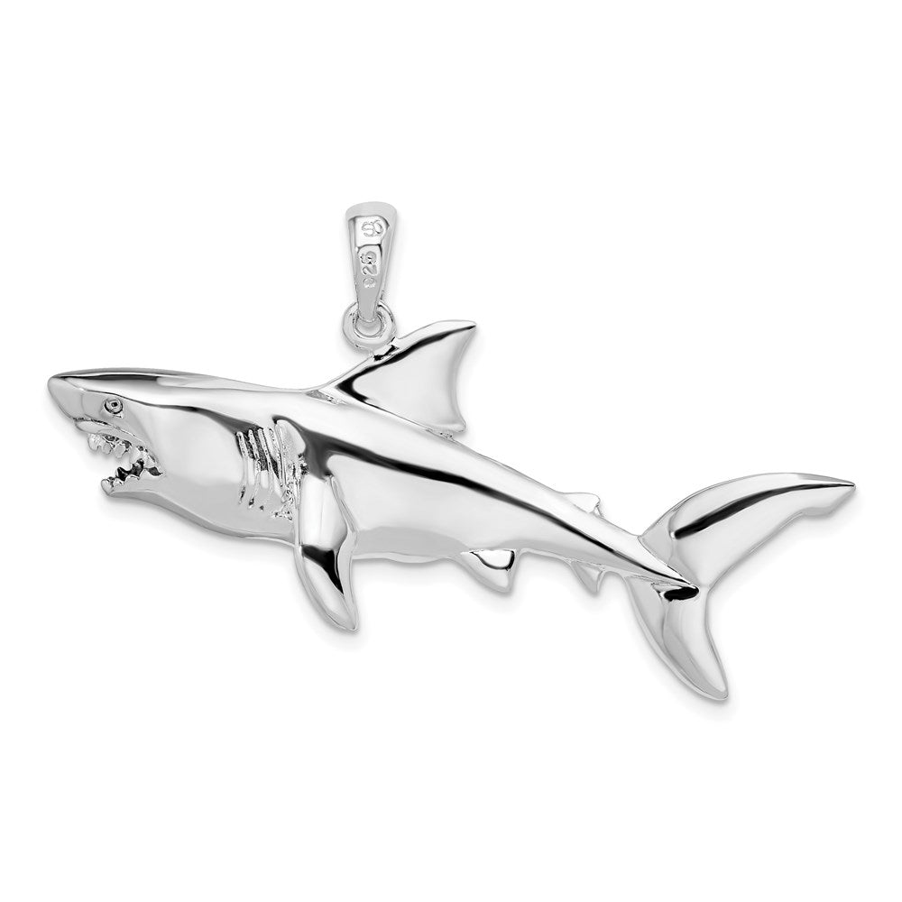 FJC Finejewelers 925 Sterling Silver Rhodium Plated Polished 3D Shark Charm 30 x 48 mm