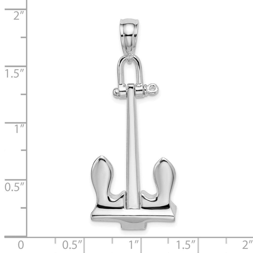 FJC Finejewelers 925 Sterling Silver Rhodium Plated 3D Moveable Navy Anchor Charm 17 x 18 mm