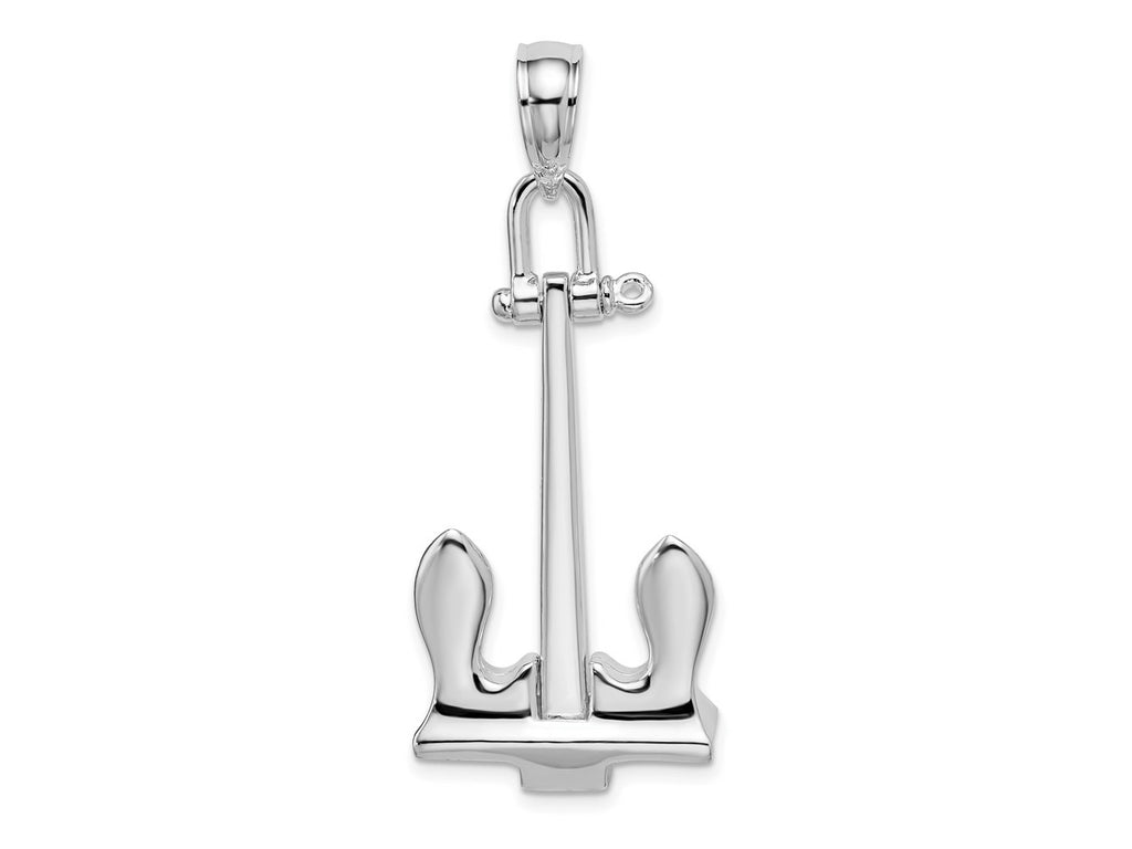 FJC Finejewelers 925 Sterling Silver Rhodium Plated 3D Moveable Navy Anchor Charm 17 x 18 mm