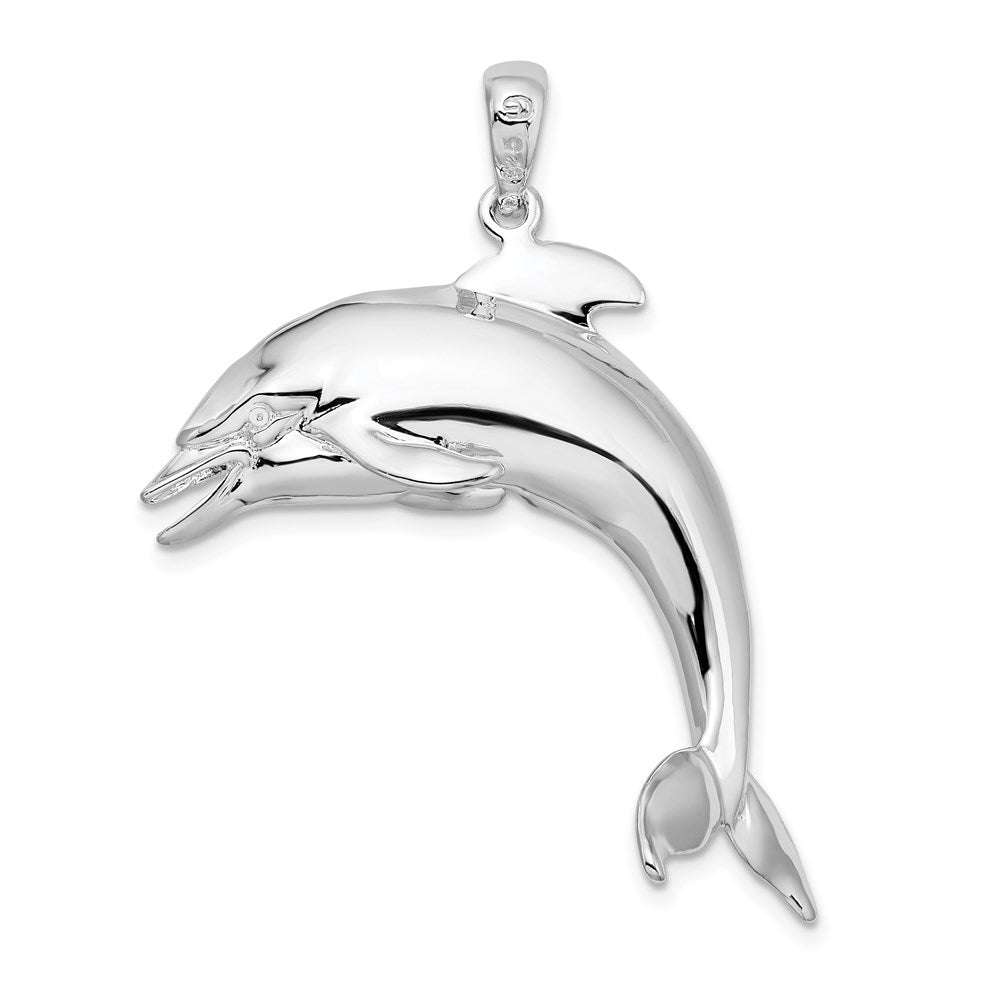 FJC Finejewelers 925 Sterling Silver Rhodium Plated Polished 3D Jumping Dolphin Charm 41 x 30 mm